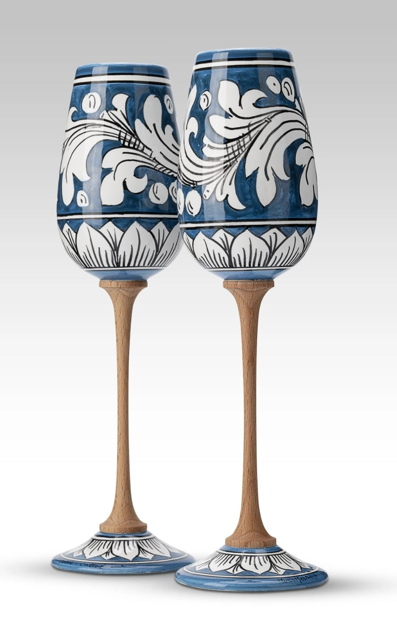 Coppia Flute Ornato Blu