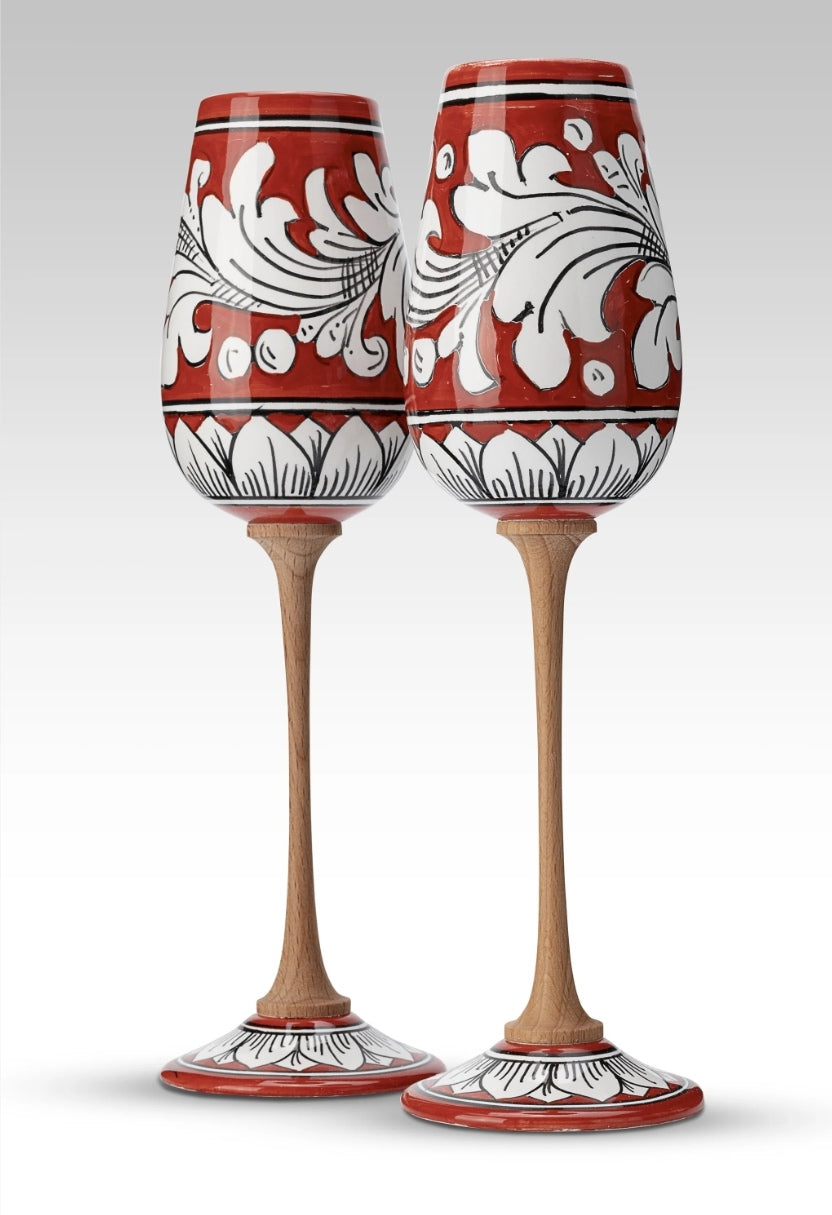 Coppia Flute Ornato Rosso
